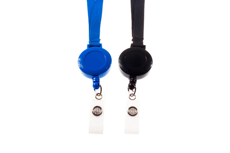 Flat break-away lanyard with badge reel