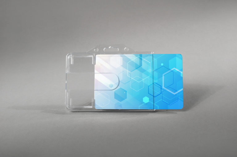 Robust rigid card holder with finger slot design (horizontal)