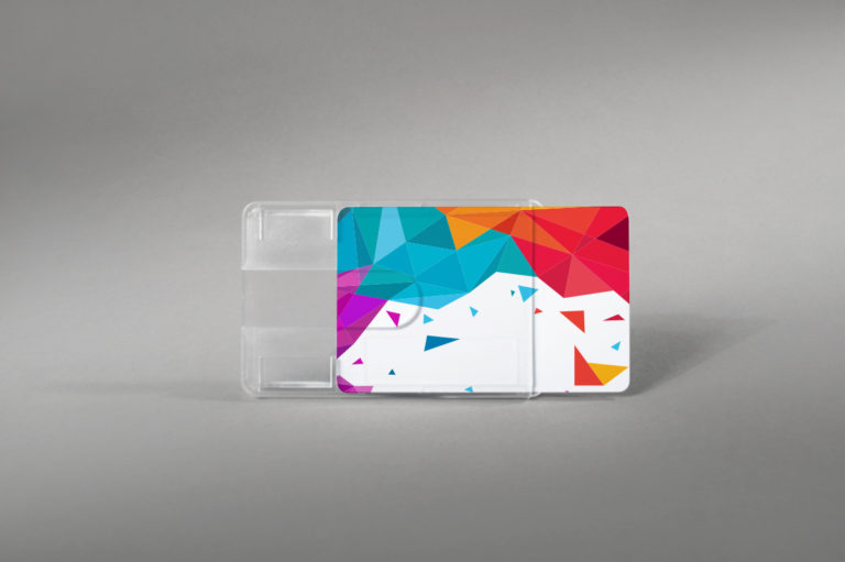 Robust rigid card holder with finger slot design (horizontal)